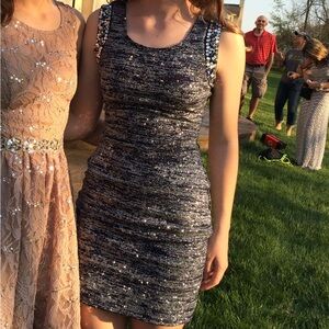 Navy blue and silver sparkly mini dress, size 1